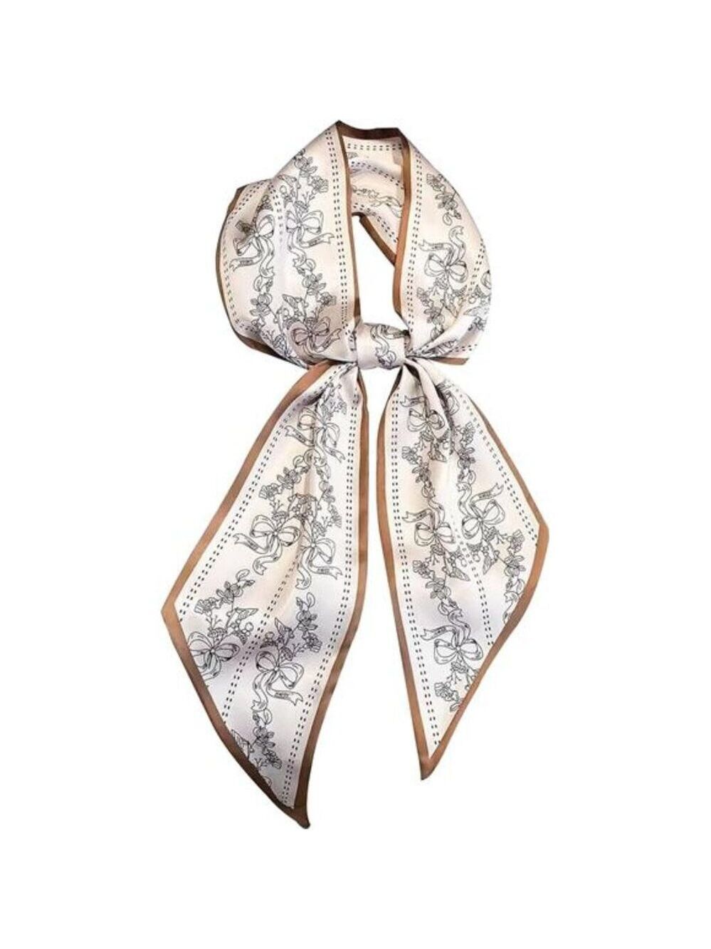 Silky satin head scarf women hair neck scarf long thin fashion bag accessory